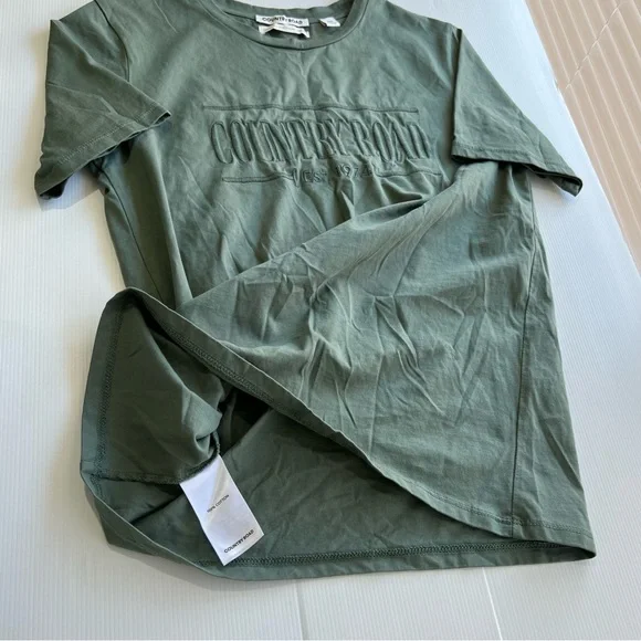 Country Road Tee T-Shirt Olive Green Signature Logo Relaxed Fit Size XXS 6/8 - Picture 10 of 12